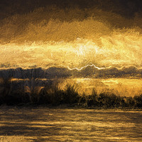 Buy canvas prints of Sunset over the flooded meadow by Keith Douglas