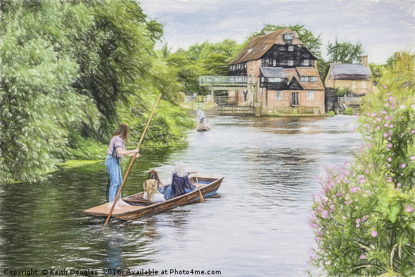 Punting by the Mill Picture Board by Keith Douglas