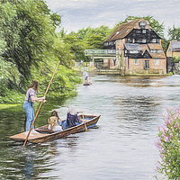 Buy canvas prints of Punting by the Mill by Keith Douglas