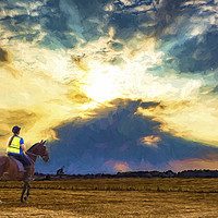 Buy canvas prints of Riding under stormy skies by Keith Douglas