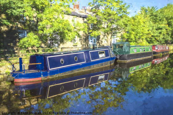 Boats moored on the canal in Skipton Picture Board by Keith Douglas