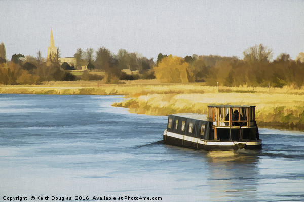 Fenland River Boat Picture Board by Keith Douglas