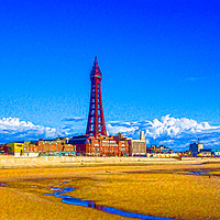 Buy canvas prints of Blackpool Tower rising over the seaside by Keith Douglas