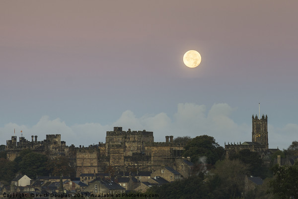 Full moon over Lancaster Castle Picture Board by Keith Douglas