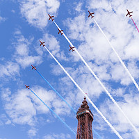 Buy canvas prints of Red Arrows over Blackpool Tower by Keith Douglas