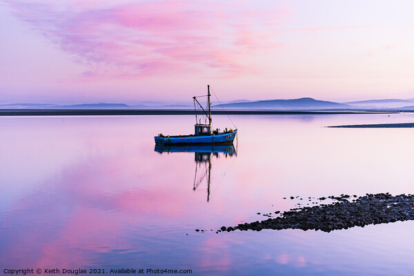 Morecambe Bay Boat - Pink Dawn Picture Board by Keith Douglas