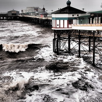 Buy canvas prints of Stormy Pier by Sally Coleman