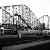 Buy canvas prints of Monochrome Roller Coaster by Sally Coleman