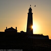 Buy canvas prints of Sunrise biting a chunk out of St Marys Lighthouse by Mick Surphlis