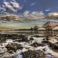 Buy canvas prints of  Forth Bridges from the beach by Lorraine Paterson