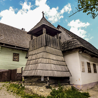 Buy canvas prints of Belfry in Vlkolinec ,Slovakia,Unesco World Heritag by Laco Hubaty