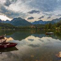 Buy canvas prints of Strbske Pleso reflection by Laco Hubaty