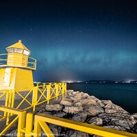 Buy canvas prints of Hofdi Lighthouse Aurora  by matthew  mallett