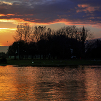 Buy canvas prints of Sunset over the duck pond by matthew  mallett