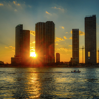 Buy canvas prints of Sun Setting In Miami Florida by matthew  mallett