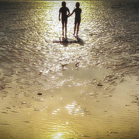 Buy canvas prints of Hand in Hand into Sunset by matthew  mallett