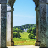 Buy canvas prints of Through the Arch Window Frame by matthew  mallett
