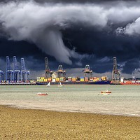 Buy canvas prints of  Funnel Cloud Over Felixstowe by matthew  mallett