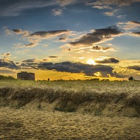 Buy canvas prints of  Martello Tower and Dunes Sunset by matthew  mallett