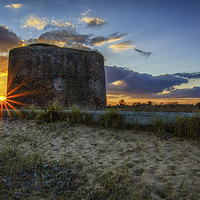 Buy canvas prints of Martello Tower Sunset Time by matthew  mallett