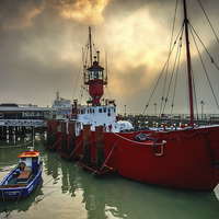 Buy canvas prints of Halfpenny Pier Lightship Gap In The Fog  by matthew  mallett