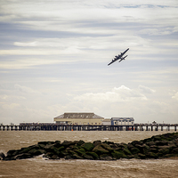 Buy canvas prints of  Flying Fortress Over Clacton Pier by matthew  mallett