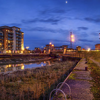 Buy canvas prints of  Hythe Quay Dusk View in Colchester 2 by matthew  mallett