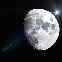 Buy canvas prints of Star Shot Through The Heart Of The Moon by matthew  mallett