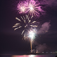 Buy canvas prints of Clacton Pier Firework Colour 5 by matthew  mallett