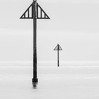 Buy canvas prints of Simply Seaside Markers And Seagull by matthew  mallett