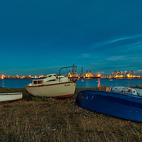 Buy canvas prints of Harwich Boats to Felixstowe Container Ships by matthew  mallett