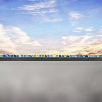 Buy canvas prints of Brightlingsea Beach Huts Standing In A Row by matthew  mallett