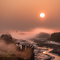 Buy canvas prints of Misty Sunrise Over Beaumont Quay In Essex by matthew  mallett