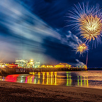 Buy canvas prints of May Day Fireworks On Clacton Pier by matthew  mallett