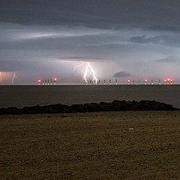 Buy canvas prints of Lightning Strikes Off Clacton Beach by matthew  mallett