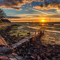 Buy canvas prints of Double Sunset At Landermere Quay Essex by matthew  mallett