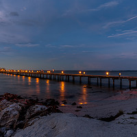 Buy canvas prints of City Pier Anna Maria Island At Night by matthew  mallett