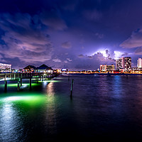 Buy canvas prints of Clearwater Beach At Night With Lightning by matthew  mallett