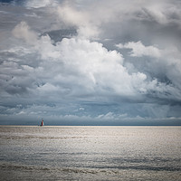 Buy canvas prints of Big Skies Small Yacht Off Essex Coast by matthew  mallett