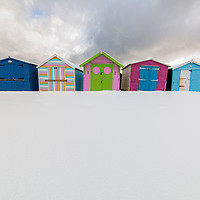Buy canvas prints of Beach Huts And Snow by matthew  mallett