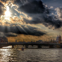 Buy canvas prints of Thames sun by Andrew Warhurst