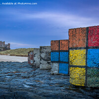 Buy canvas prints of Rubiks Cubes on Bamburgh Beach by Inca Kala