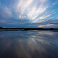 Buy canvas prints of Morning Clouds Reflected on Bamburgh Beach by Inca Kala