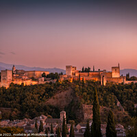Buy canvas prints of Sundown at The Alhambra Palace - Granada, Spain. by Inca Kala