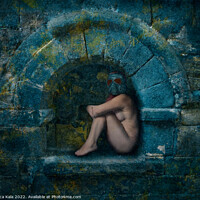 Buy canvas prints of Nude Goth Sat In A Stone Arch by Inca Kala