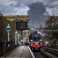 Buy canvas prints of Steam Train Pulling In To Grosmont Station by Inca Kala