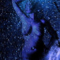 Buy canvas prints of Frosted Blue Nude Surrounded by Stars by Inca Kala