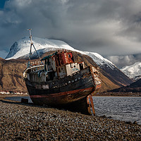 Buy canvas prints of Wreckage in the shadows of Ben Nevis's snow-capped by Inca Kala