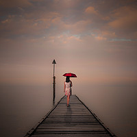 Buy canvas prints of Solitude at the End of the Pier - warm tones by Inca Kala