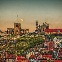 Buy canvas prints of Whitby's 199 Steps to the Abbey and the Moon by Inca Kala